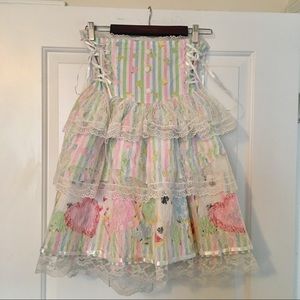 Pastel Goth Lace & Striped 3-Tiered Lolita Skirt
